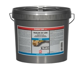 Dana Lim trælim D4 Ude 440 i 5 kg spand med gråt låg og håndtag, set forfra med produktetiketten synlig.