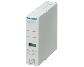 Siemens 5SD7 C/T2/II plug-in modul til overspændingsbeskyttelse med UC 350V, UN 240V og T2 angivelse.