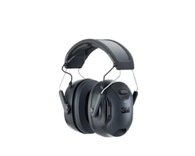 3M WorkTunes Connect + Solar trådløst høreværn med Bluetooth og 33 dB dæmpning, vist med mørke ørekopper og issebøjle.