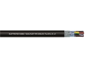 Sort EMC motorkabel 2XSLCH-J CCA 4G1,5 mm2 med tydelig tekstprint og synlige, farvekodede ledere.