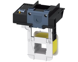 Siemens udtrækkelig spoletraktor S6 med skrueterminal, 24 V DC, fremstillet af sort og blå plast med gul spole.