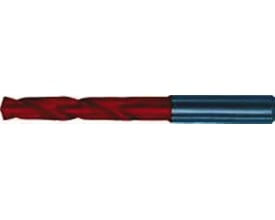 Gühring HM-bor SL5511 med indvendig køling, 2,5 mm og 5xD, set fra siden med rød skærende del og mørkt skaft.