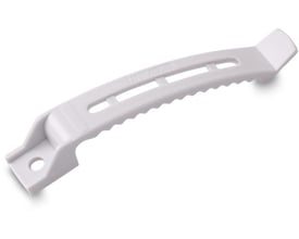 Dietzel kabelhorn KH-1 HG i grå plast, vist med et kortere perspektiv og fokus på tandingen og fastgørelseshullet.