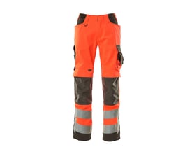 Mascot bukser 15579 i hi-vis rød/antracit, str. 82C64, med reflekser og smudsafvisende Teflon-behandling.