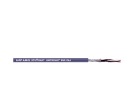 Lapp Unitronic BUS CAN 1X2X0,75 kabel med lilla yderkappe og afskærmning ved enden.