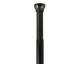 Sort justerbar forhængsstang i aluminium med teleskopfunktion, justerbar fra 125 til 220 cm.
