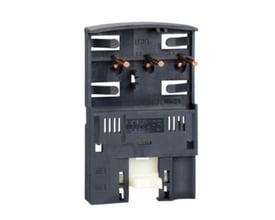 Schneider Electric samleled til GV2L og ATV320, viser kobberterminaler og monteringsmuligheder for skruer og skinne.