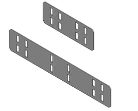 To Schneider Electric samlebeslag med FZS C2 finish, 110Hx300x1mm, fremstillet af metal med udstansede rektangulære huller til montering.