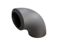 Indura 90° bøjning i grå P235GH-TC1 stål med dimensionerne 88,9x12,5mm og en radius på 114mm.