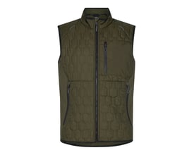 Grøn Engel vest model 5370-604 i størrelse 2XL, fremstillet i quiltet polyester med sorte lynlåse og diskret logo.