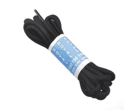 Bjerregaard Sikkerhed sorte snørebånd på 110 cm, fremstillet i et slidstærkt materiale med mærket 'ROYAL'.