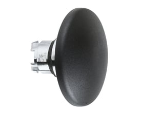 Schneider Electric ZB4 paddetrykhoved, Ø60 mm, sort, med fjeder-retur funktion og metalmonteringsdetaljer, vist på hvid baggrund.