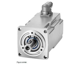 Siemens Simotics S-1FK2 CT servomotor med 1,27 Nm moment og 0,4 kW effekt, IP65-klassificeret med cylindrisk aksel og grå metalkabinet.