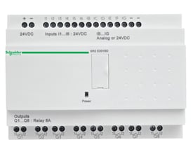 Schneider Electric Zelio intelligent relæ med 12 indgange og 8 udgange, 24V AC forsyning, uden display.