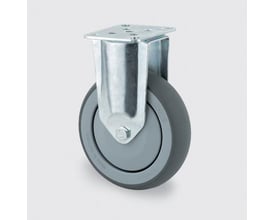 Tente fast møbelhjul med 100mm diameter og gråt gummihjul med metalbeslag.