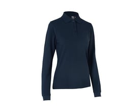 ID Identity LÆ poloshirt til damer i navyblå, størrelse S, med lange ærmer og tone-i-tone knaplukning.