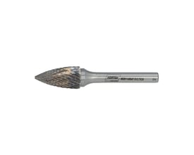 Norton BDX-hårdmetalfræser i form G med riflet fræsehoved og lige skaft, 7 x 25 x 70 mm.