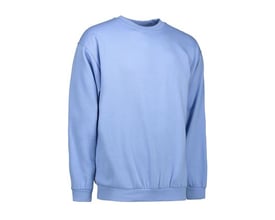 ID Identity GAME sweatshirt i lys blå, størrelse M, med rund hals og lange ærmer på hvid baggrund.