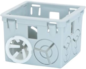 Hager Aflastningsnippel AFL 87 i grå kunststof, designet til snapdåser med udskæringsmarkeringer på siderne.