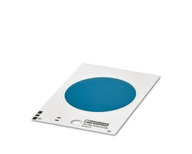 Phoenix Contact US-PML-M100 (D100) mærkat med en stor blå cirkel i midten på hvid baggrund.