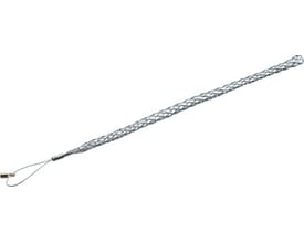 Katimex trækstrømpe til Ø12-15mm kabler med sløjfe og M5 gevind, fremstillet af flettet metaltråd på hvid baggrund.