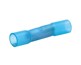 Klauke isoleret pressemuffe i blå plast til 1,5-2,5 mm² ledere, 36 mm lang, med tydelig isolering.