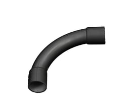 Dietzel 20mm HF 90° bøjning, sort RAL 9005, halogenfri, vist med en mat overflade, der fremhæver produktets form.