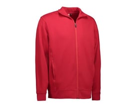 ID Identity cardigan sweatshirt i kraftig kvalitet, størrelse 2XL, i flot rød farve med lynlås og lommer.