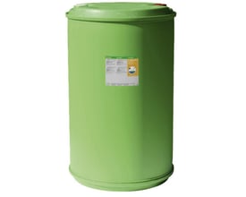 Bio-Circle E-weld 2, 200 liters, et stort grønt plastiktønde med et label, der beskriver produktets anvendelse som svejsemiddel mod svejsesprøjt og klatter.