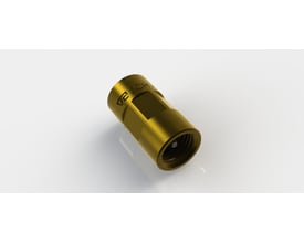 Vinklet billede af JCH Type 2190 messing kontraventil, der viser muffeforbindelsen og produktets kompakte design.