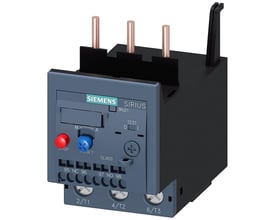 Siemens SIRIUS 3RU21 overbelastningsrelæ i størrelse S2 med indstillingsområde 5,5-8A, vist forfra med stop- og reset-knapper.