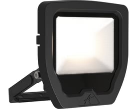 Sort Ansell Lighting Calinor Evo LED projektør, 10W, med 100° spredning og et moderne aluminiumsdesign, fremstillet til udendørs brug.