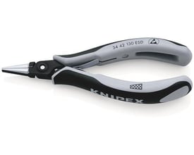 Knipex præcisions-elektronik-gribetang ESD med elektrisk ledende, tofarvede håndtag i sort og grå.