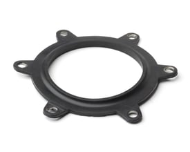 Bosch Tronic 4500 T pakning til flangerør, sort gummi med seks monteringshuller.