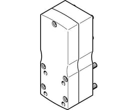 Festo parallelbyggesæt EAMM-U-50-D32-42A-78, en teknisk tegning af en grå modulær komponent med flere monteringshuller og bolte, der viser dens størrelse 50.
