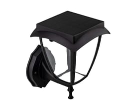 V-TAC LED solcelle væglampe i mat sort aluminium med solpanel på toppen og klart glas.