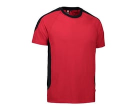 ID Identity Pro wear T-shirt i rød med sorte sidepaneler og ærmegab, størrelse 6XL.
