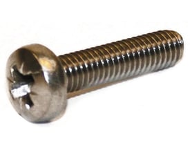 Maskinskrue i rustfrit stål A2 med panhoved og PZ2 kærv, M4x25mm, DIN 7985A.