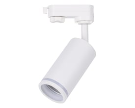 V-TAC GU10 skinne lampe i hvid, lavet af aluminium og PC, med justerbar lampehoved og 220 mm bredde.