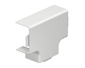 OBO Bettermann T-stykke til WDK-kanaler, 25x25 mm i hvid RAL 9010, vist fra siden.