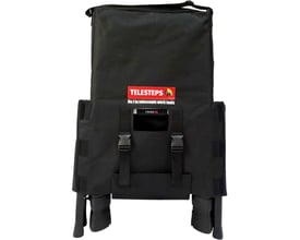 Sort Telesteps taske til ECO Line og Prime Line teleskopstiger med Telesteps logo og spænder for lukning.