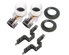 Roth QuickBox dobbelt sæt til pladevæg, med 2 bokse, 2 ringe og 4 monteringsbeslag, fremstillet af plast.