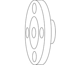 IMI flange DN 50 med 2" gevind og en diameter på 165 mm, vist som en sort-hvid skitse.