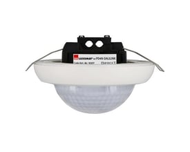 Detaljebillede af B.E.G. Multisensor PD4N-DaliLink-i, viser den runde hvide front og tilslutningsklemmerne bagpå.