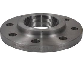 Indura sort gevindflange i stål med Rp4" gevind og 8 fastgørelseshuller, 220 mm udvendig diameter.