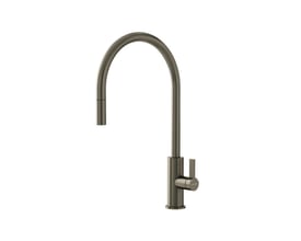 Lavabo Alkymist 587 RS køkkenarmatur i mørk bronze med høj, buet C-tud, udtræk og enkelt greb.