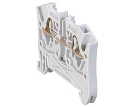 Legrand Viking 3 rækkeklemme i grå plast, 2,5 mm², viser interne metalterminaler og samlingsskinne på hvid baggrund.