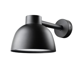 SG Armaturen Herning Wall Midi udendørslampe i sort, lavet af pulverlakeret aluminium med hærdet glasfront.