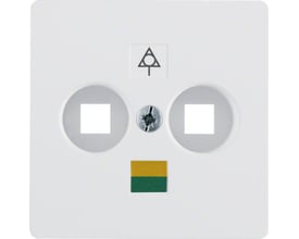 Berker afdækning til potentialudligning i mat hvid. Indeholder symbol for jording og farvekode for grøn/gul.