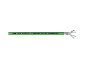Lapp Etherline FD Cat.6A S/FTP industriel Ethernet kabel i grøn med afskærmning og afisoleret ende.